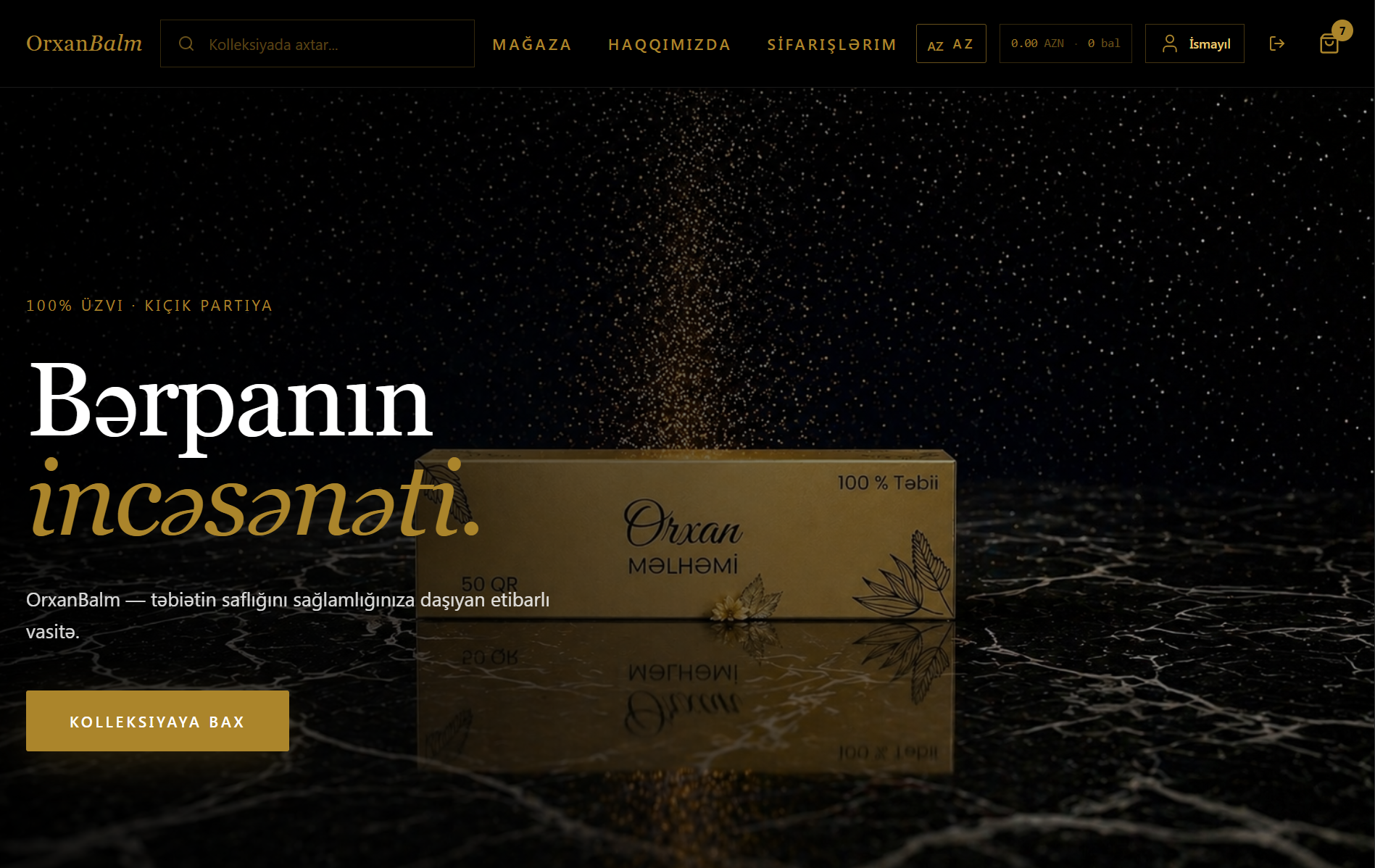 OrxanBalm E-Commerce Platform layihəsi screenshot